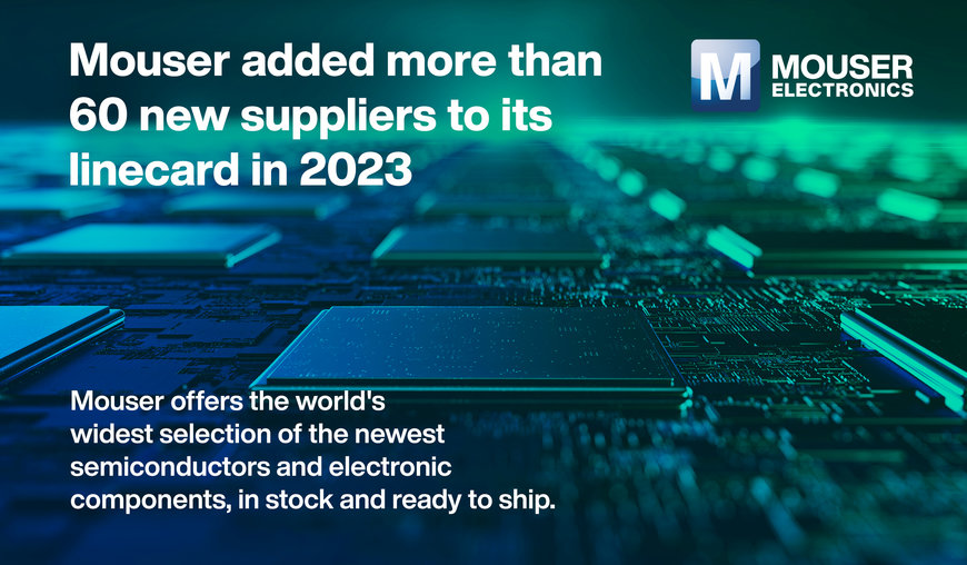 Mouser Electronics continue d’élargir sa gamme de produits en ajoutant plus de 60 fabricants en 2023